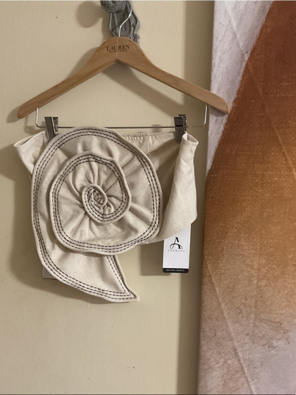 Anewsta  Spiral Embellished Strapless Crop Top